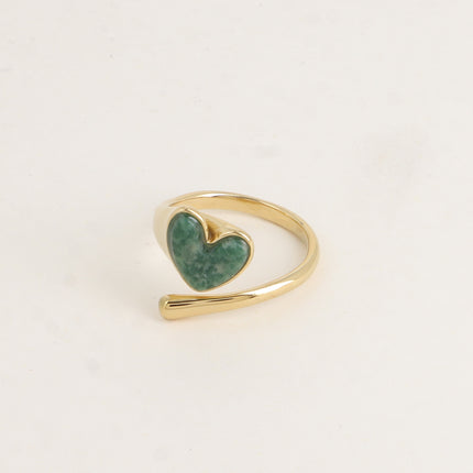 Open ring - mother-of-pearl heart and stem