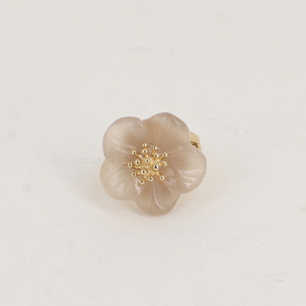 Bague - fleur en pierre naturelle
