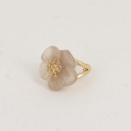 Bague - fleur en pierre naturelle