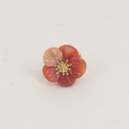 Bague - fleur en pierre naturelle