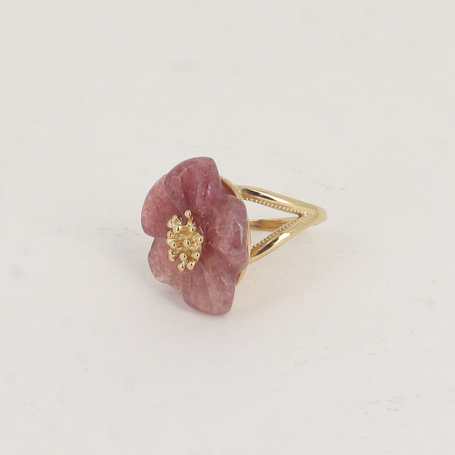 Bague - fleur en pierre naturelle