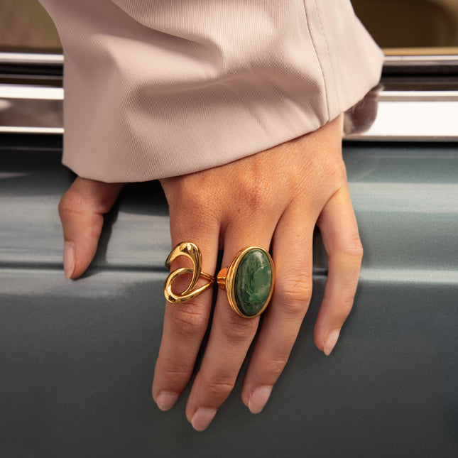 Olympia ring - 2 openwork shapes - Size 57