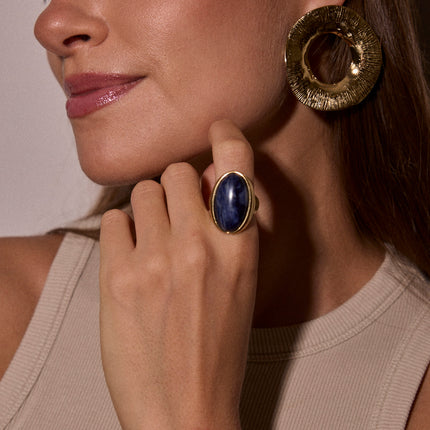 Wide ring - oval natural stone