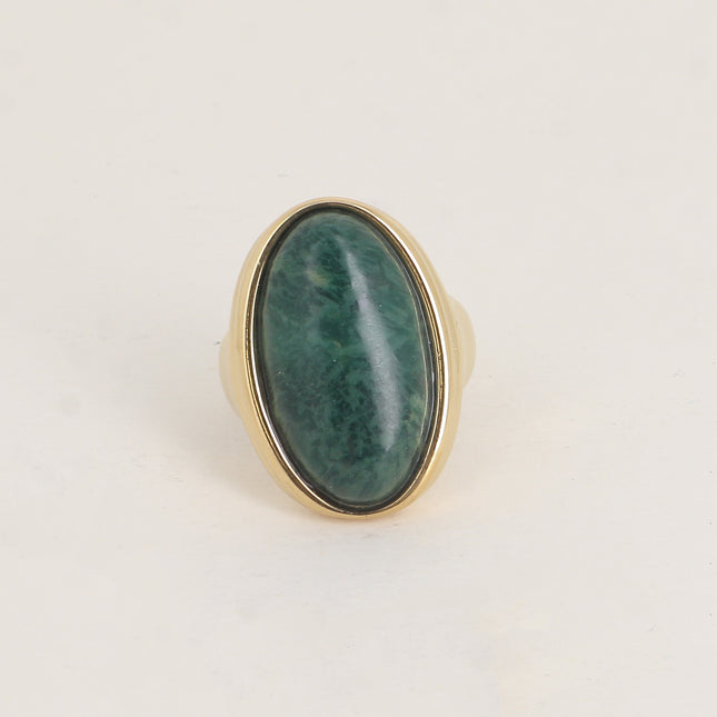 Bague large - pierre naturelle ovale