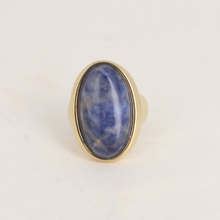 Bague large - pierre naturelle ovale