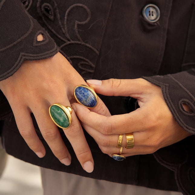 Wide ring - oval natural stone