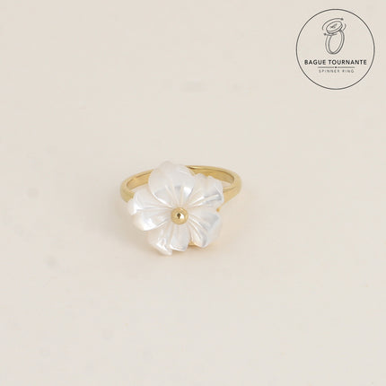 Bague rotative avec fleur nacrée tournante 16mm