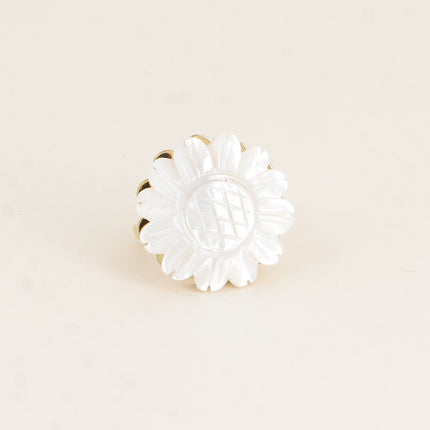 Bague rotative avec fleur tournesol en nacre tournante 20mm