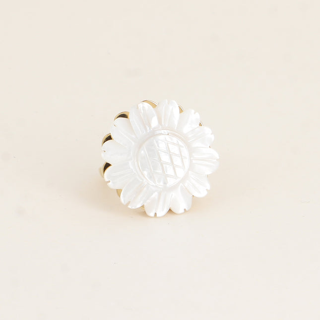 Bague rotative avec fleur tournesol en nacre tournante 20mm