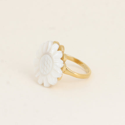 Bague rotative avec fleur tournesol en nacre tournante 20mm