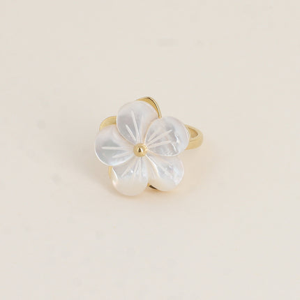 Bague rotative avec fleur nacrée tournante 20mm