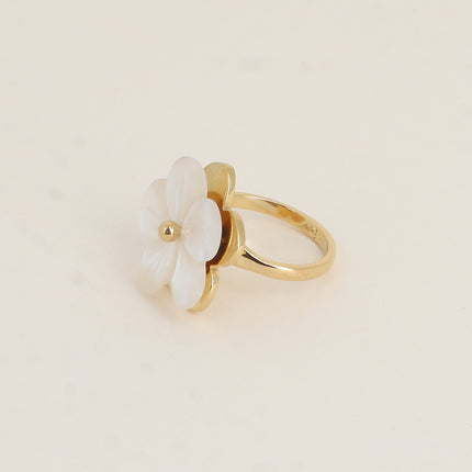 Bague rotative avec fleur nacrée tournante 20mm