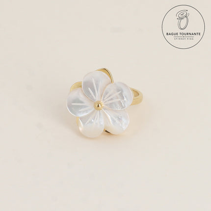 Bague rotative avec fleur nacrée tournante 20mm