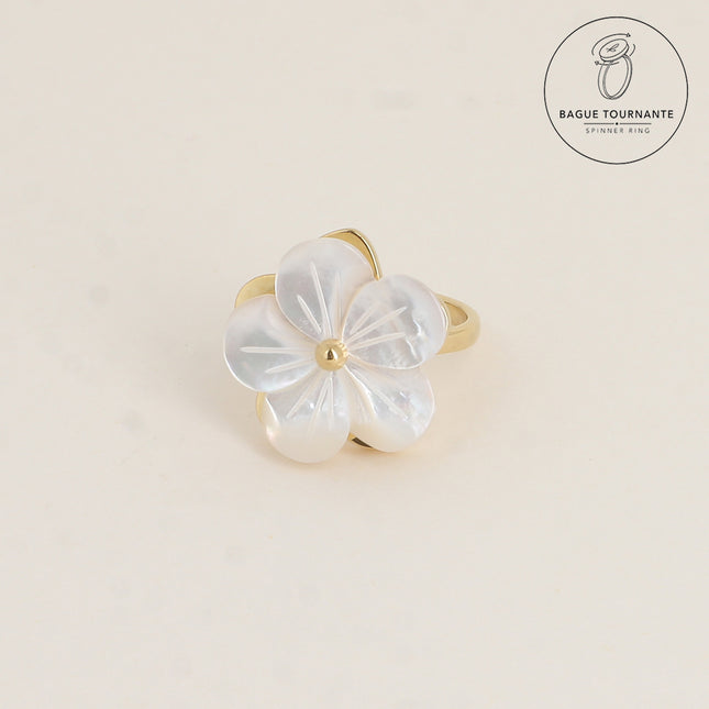 Bague rotative avec fleur nacrée tournante 20mm
