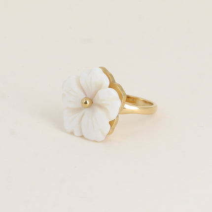 Bague rotative avec fleur en nacre tournante 20mm