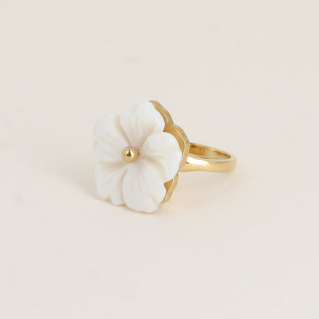 Bague rotative avec fleur en nacre tournante 20mm