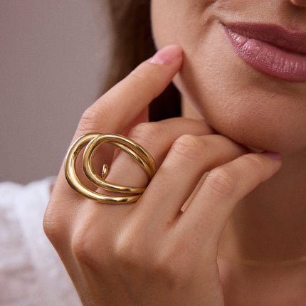 Bague large - 2 courbes