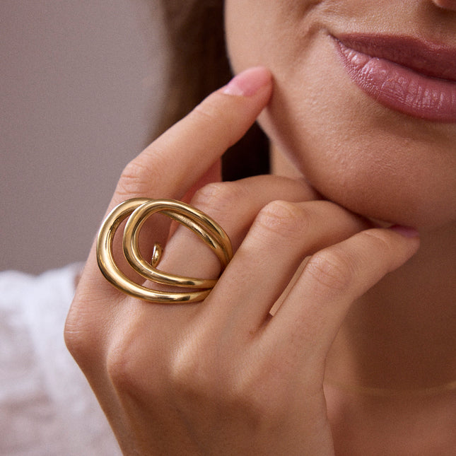 Bague large - 2 courbes