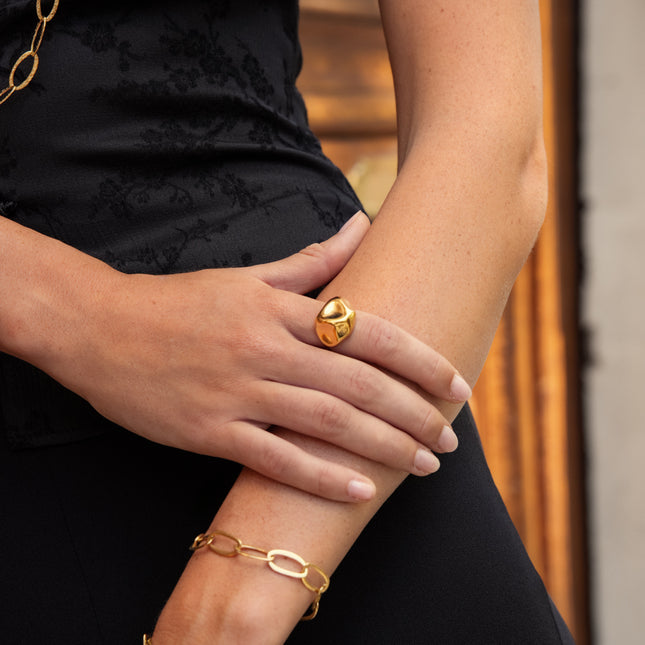 Volute Ring - hammered domed shape