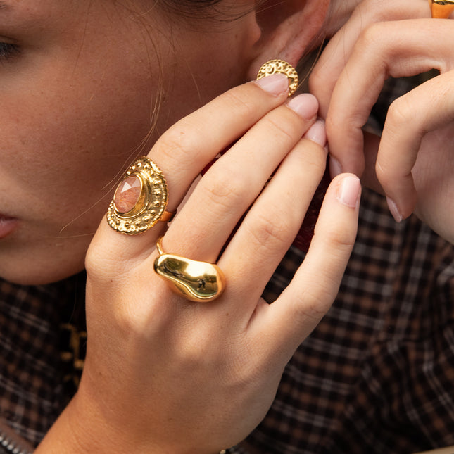 Ring - hammered, domed, wavy shape