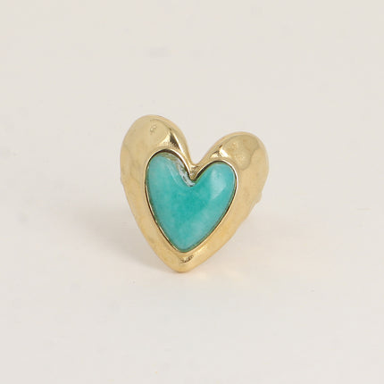 Bague - coeurs et pierre naturelle