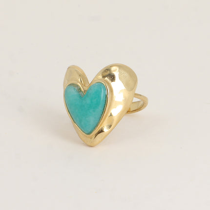 Bague - coeurs et pierre naturelle