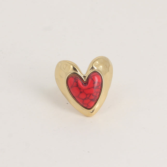 Bague - coeurs et pierre naturelle