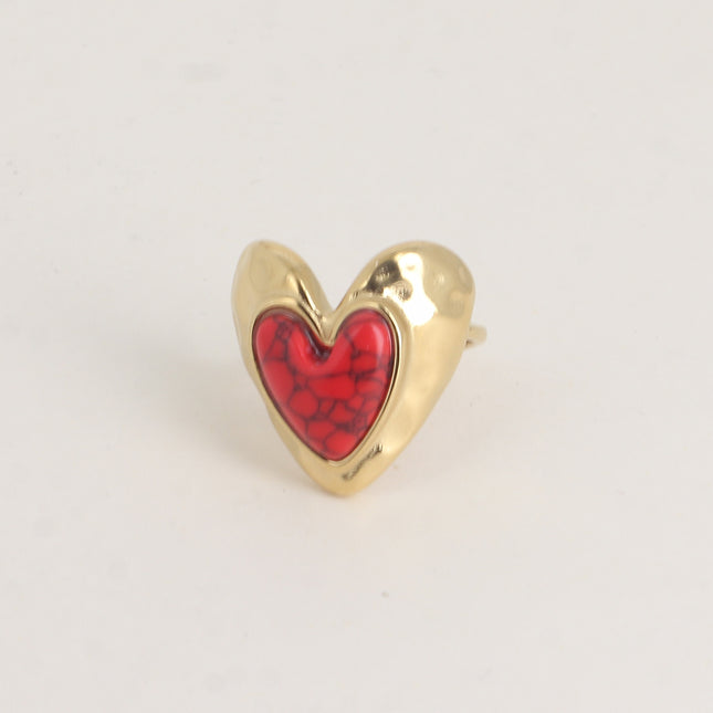Bague - coeurs et pierre naturelle