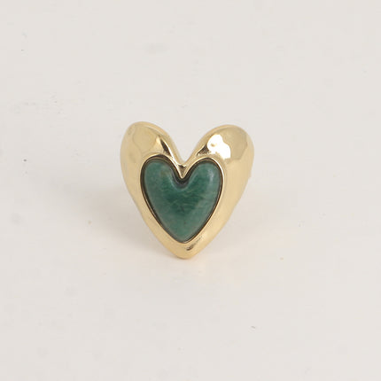Bague - coeurs et pierre naturelle