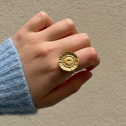 Bague rotative avec tournesol tournant