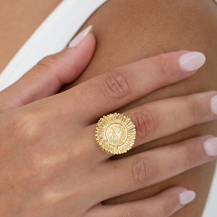Bague rotative avec tournesol tournant