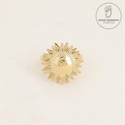 Bague rotative avec soleil texturé tournant