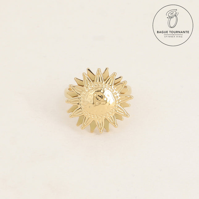 Bague rotative avec soleil texturé tournant