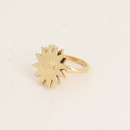 Bague rotative avec soleil texturé tournant