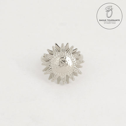 Bague rotative avec soleil texturé tournant