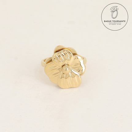 Bague rotative avec trèfle feuillage tournant