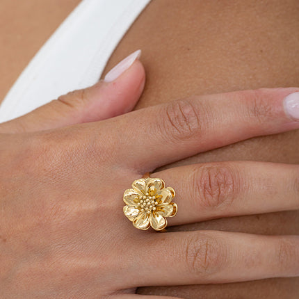 Bague rotative avec fleur tournante