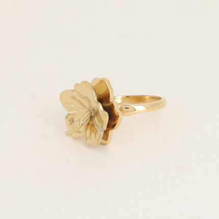 Bague rotative avec fleur hibiscus tournante
