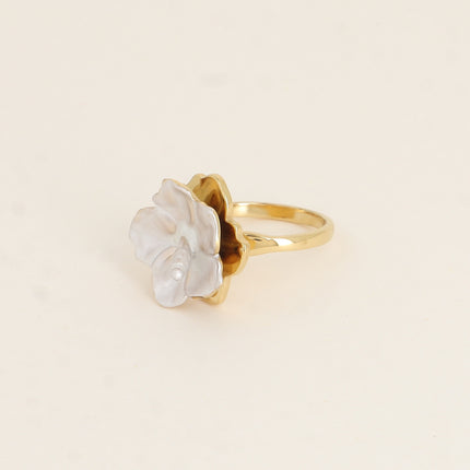 Bague rotative avec hibiscus émaillé tournant