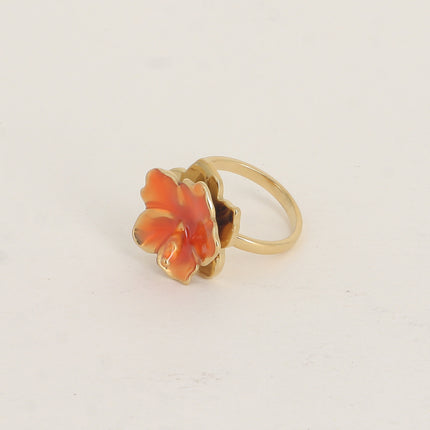 Bague rotative avec hibiscus émaillé tournant