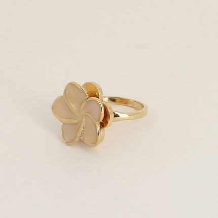 Bague rotative avec fleur en émail tournante