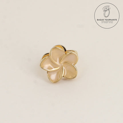 Bague rotative avec fleur en émail tournante