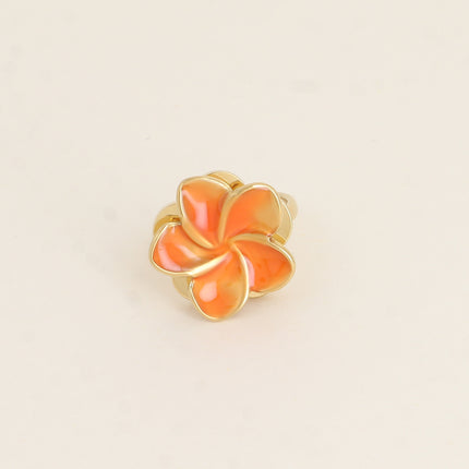 Bague rotative avec fleur en émail tournante