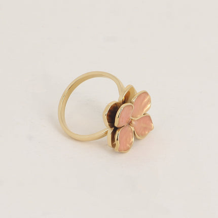 Bague rotative avec trèfle émaillé tournant