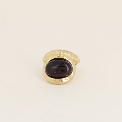 Bague - pierre naturelle ovale et anneau texturé