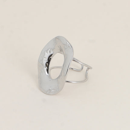 Bague large - grand ovale large, ajouré et texturé