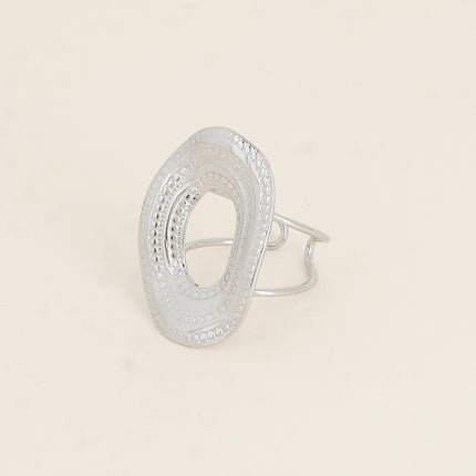 Bague large - grand ovale large, ajouré et milgrain