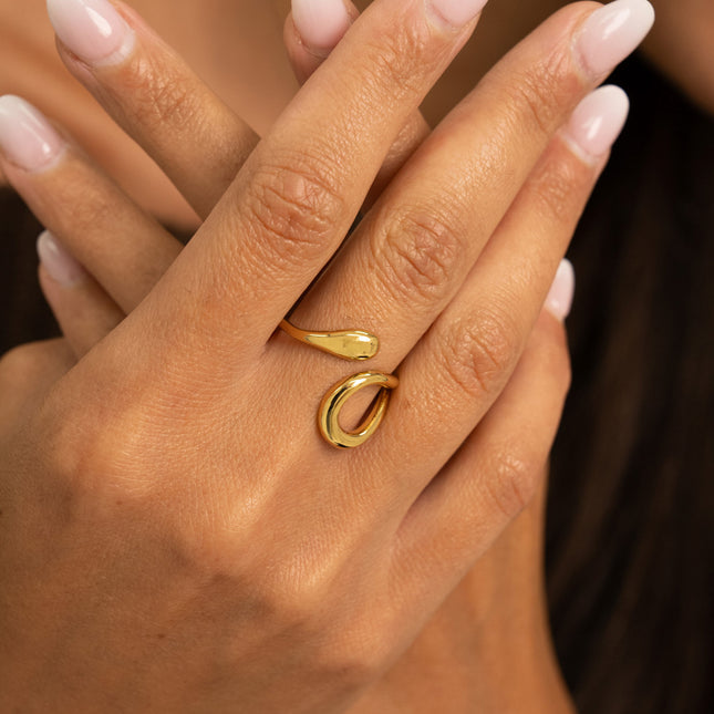 Bague ouverte - 2 gouttes dont une ajourée
