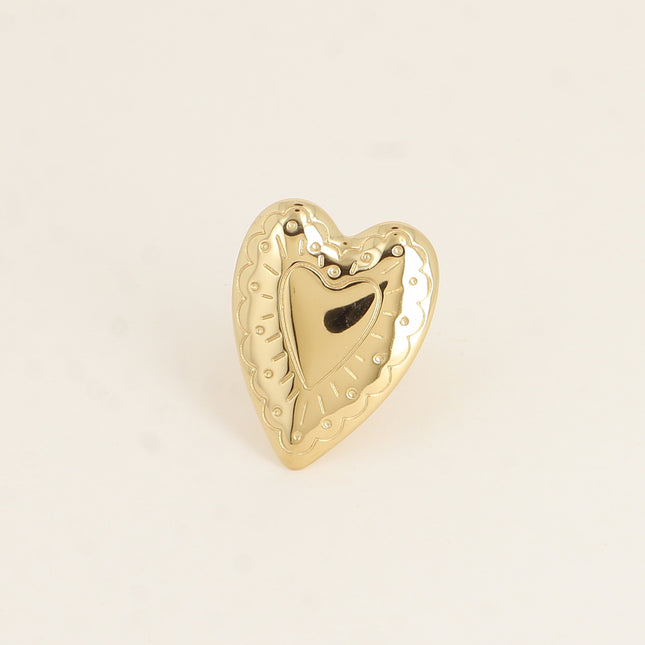 Bague - grand coeur avec gravures