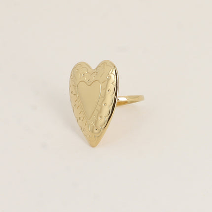Bague - grand coeur avec gravures